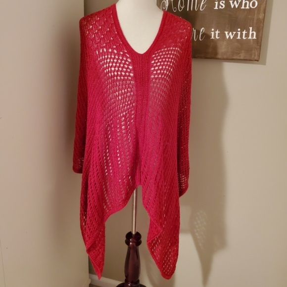 Kate Landry Linen Blend Sweater Poncho - Picture 2 of 5